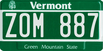 VT license plate ZOM887