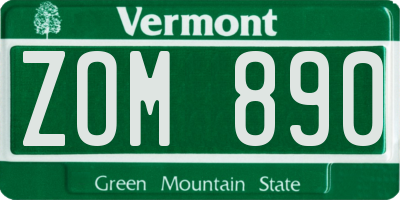 VT license plate ZOM890