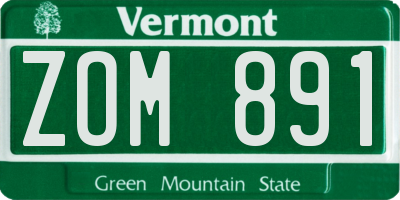 VT license plate ZOM891