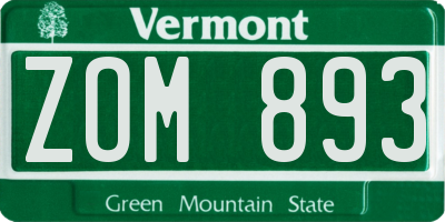 VT license plate ZOM893