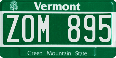 VT license plate ZOM895
