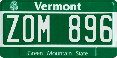 VT license plate ZOM896