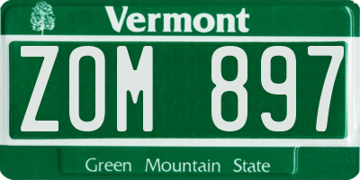 VT license plate ZOM897