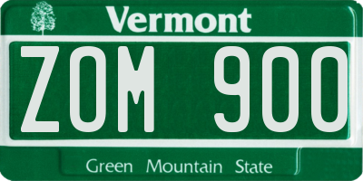 VT license plate ZOM900