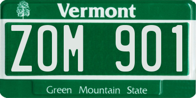 VT license plate ZOM901