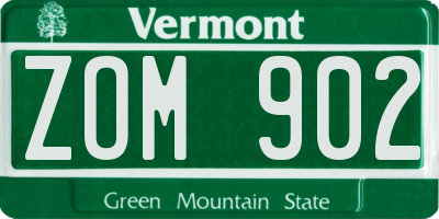 VT license plate ZOM902