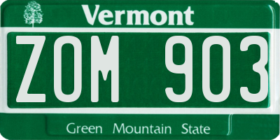 VT license plate ZOM903