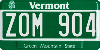 VT license plate ZOM904