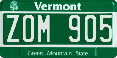 VT license plate ZOM905
