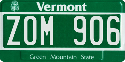 VT license plate ZOM906