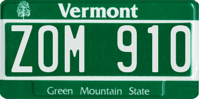VT license plate ZOM910