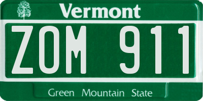 VT license plate ZOM911