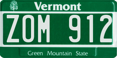 VT license plate ZOM912