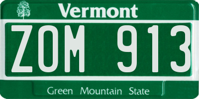 VT license plate ZOM913