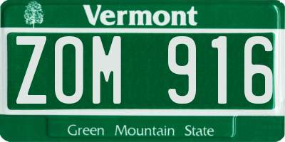 VT license plate ZOM916