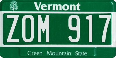VT license plate ZOM917