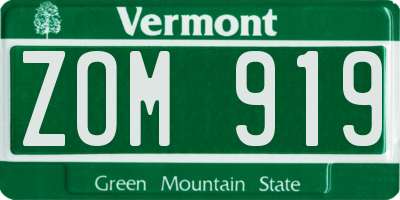 VT license plate ZOM919