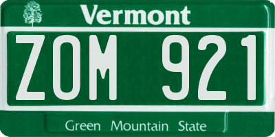 VT license plate ZOM921