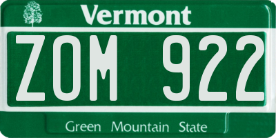 VT license plate ZOM922