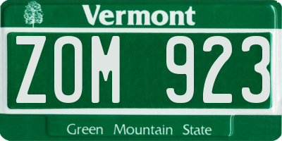 VT license plate ZOM923
