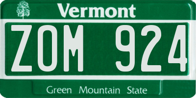 VT license plate ZOM924