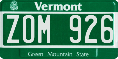 VT license plate ZOM926