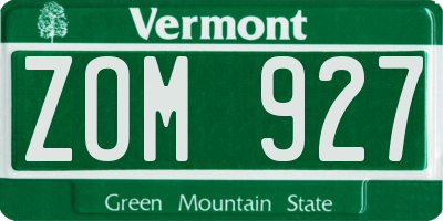 VT license plate ZOM927