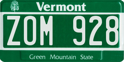 VT license plate ZOM928
