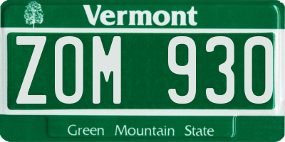 VT license plate ZOM930