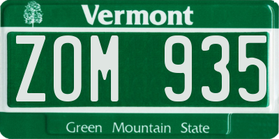 VT license plate ZOM935