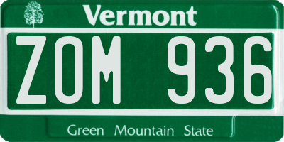 VT license plate ZOM936