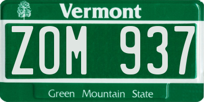 VT license plate ZOM937