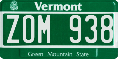 VT license plate ZOM938