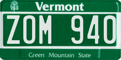 VT license plate ZOM940