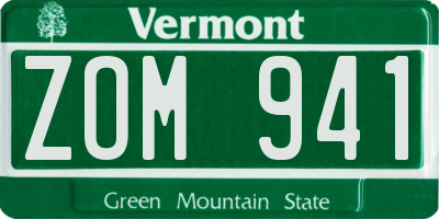 VT license plate ZOM941
