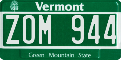 VT license plate ZOM944