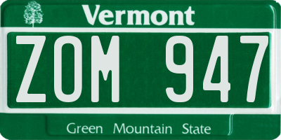 VT license plate ZOM947