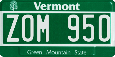 VT license plate ZOM950