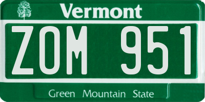 VT license plate ZOM951