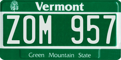 VT license plate ZOM957