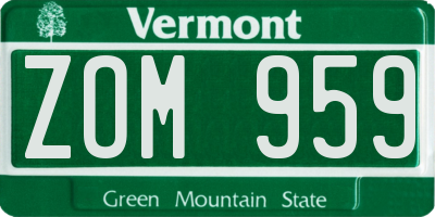 VT license plate ZOM959