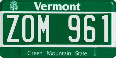 VT license plate ZOM961
