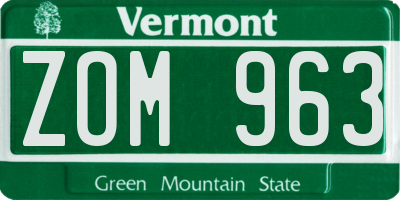 VT license plate ZOM963