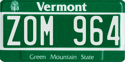 VT license plate ZOM964