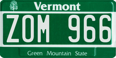 VT license plate ZOM966