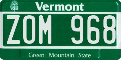 VT license plate ZOM968