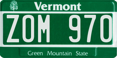 VT license plate ZOM970