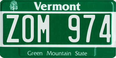 VT license plate ZOM974