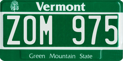 VT license plate ZOM975