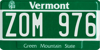 VT license plate ZOM976
